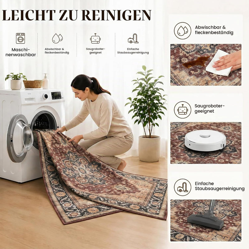 Vintage Rugs Living Room Washable Anti Slip Large