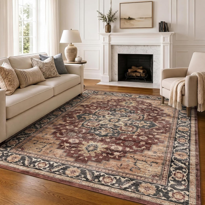 Vintage Rugs Living Room Washable Anti Slip Large