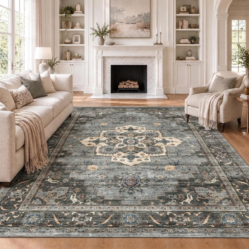 Vintage Rugs Living Room Washable Anti Slip Large