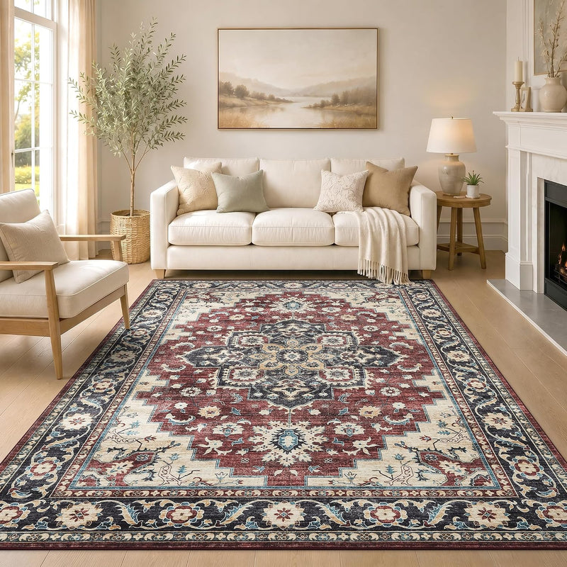 Vintage Rugs Living Room Washable Anti Slip Large
