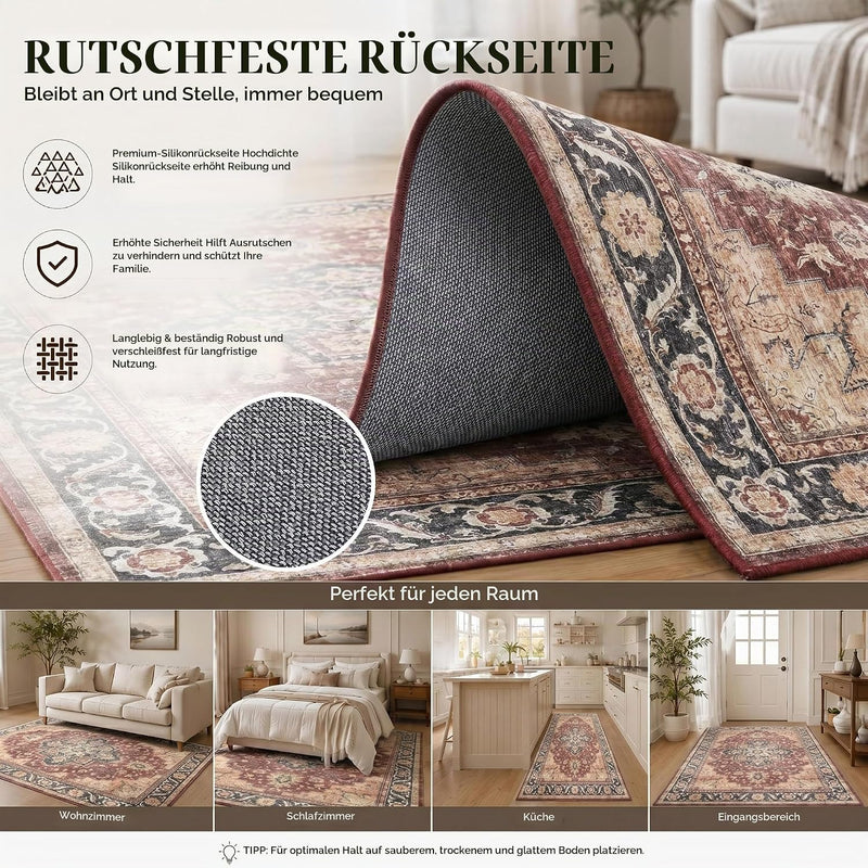 Vintage Rugs Living Room Washable Anti Slip Large