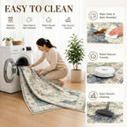 Vintage Rugs Living Room Washable Anti Slip Large