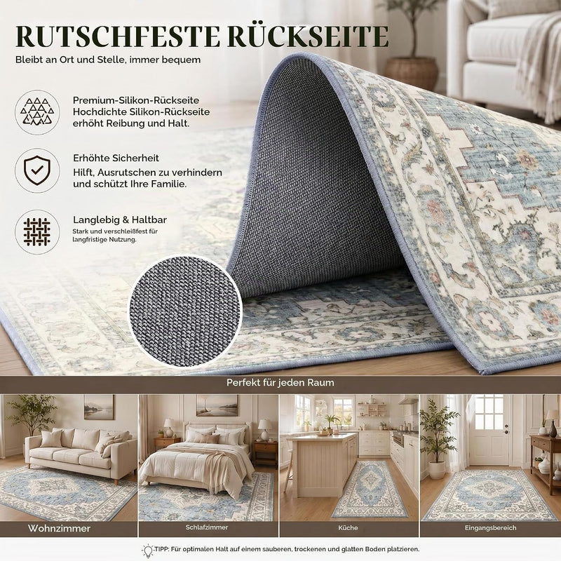 Vintage Rugs Living Room Washable Anti Slip Large
