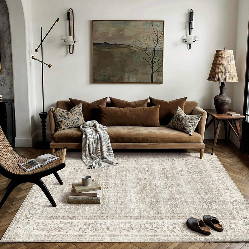 Vintage Rugs Living Room Washable Large Rug