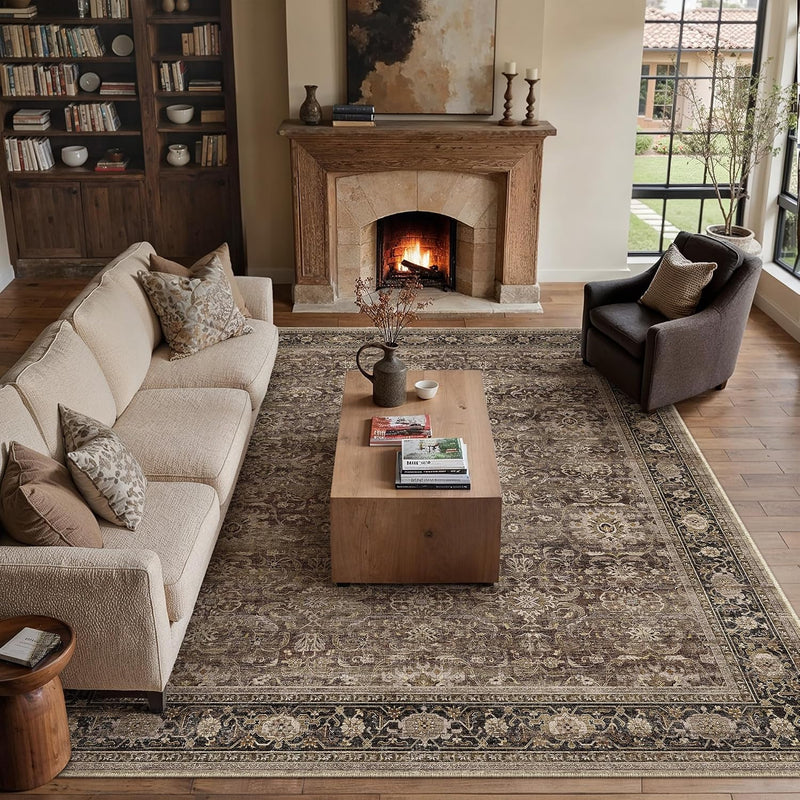 Vintage Rugs Living Room Washable Large Rug