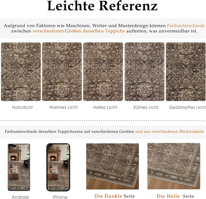 Vintage Rugs Living Room Washable Large Rug