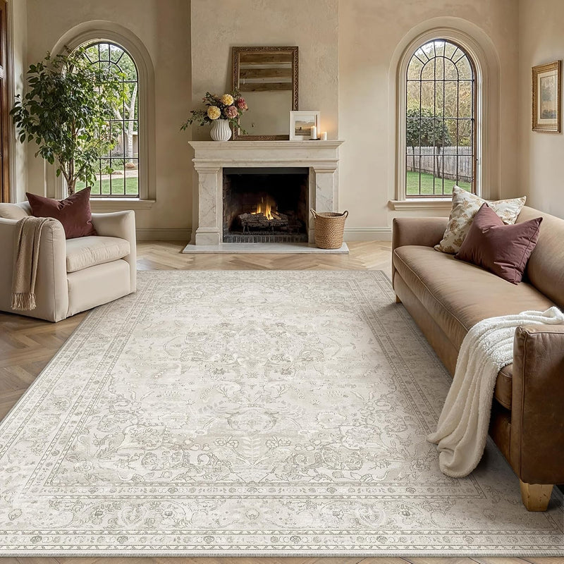 Vintage Rugs Living Room Washable Large Rug