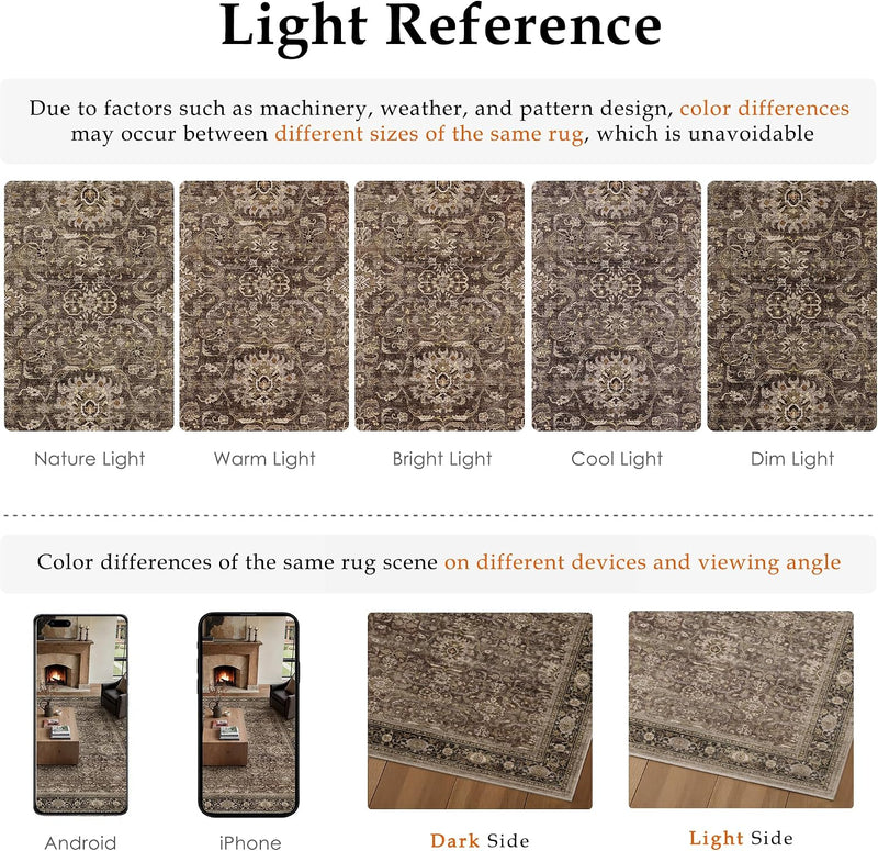 Vintage Rugs Living Room Washable Large Rug