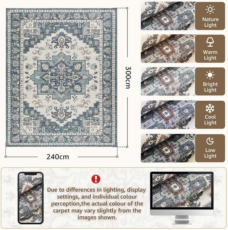 Vintage Rugs Living Room Washable Stain Resistant