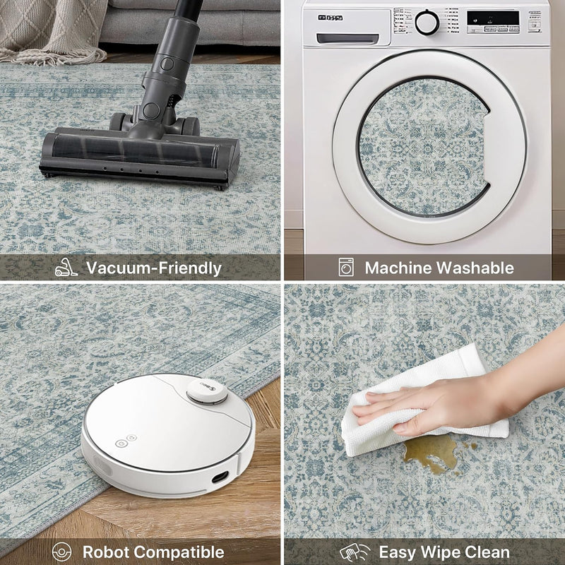 Vintage Runner Washable Non-Slip Carpet Bedroom