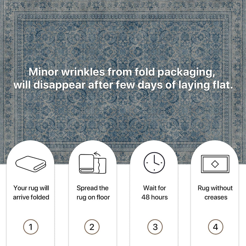 Vintage Runner Washable Non-Slip Carpet Bedroom