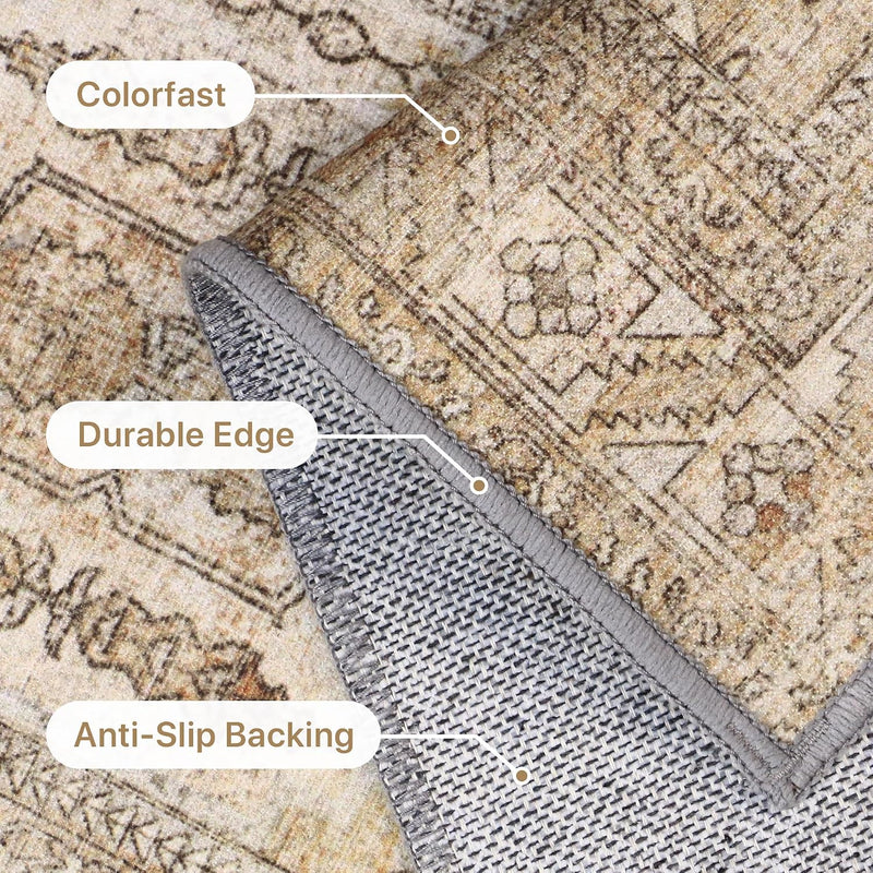 Vintage Runner Washable Non-Slip Carpet Bedroom
