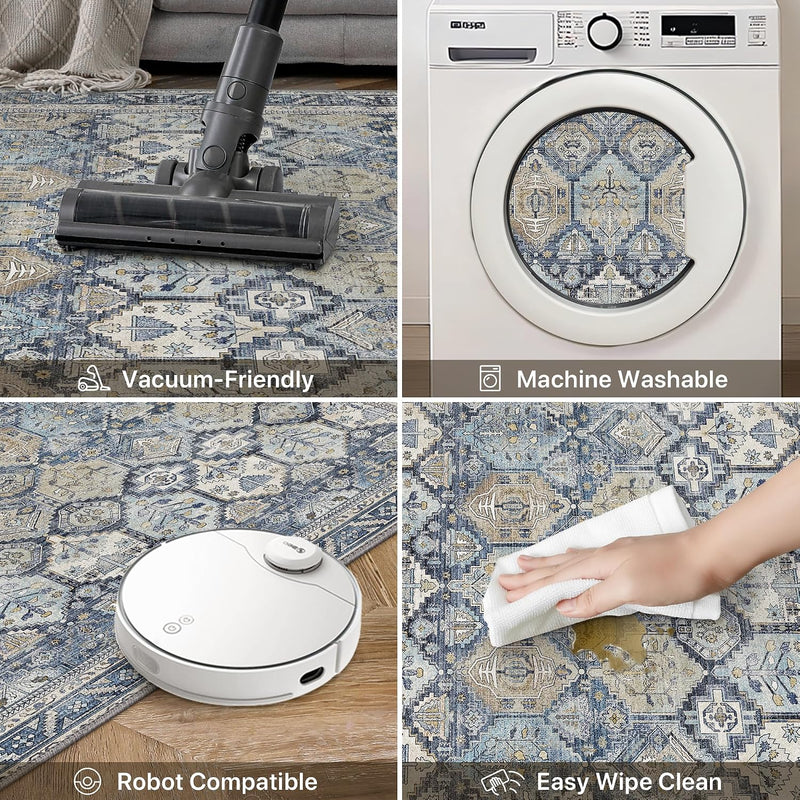 Vintage Runner Washable Non-Slip Carpet Bedroom