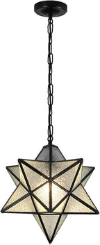 Vintage Star Pendant Metal Clear Glass Shade