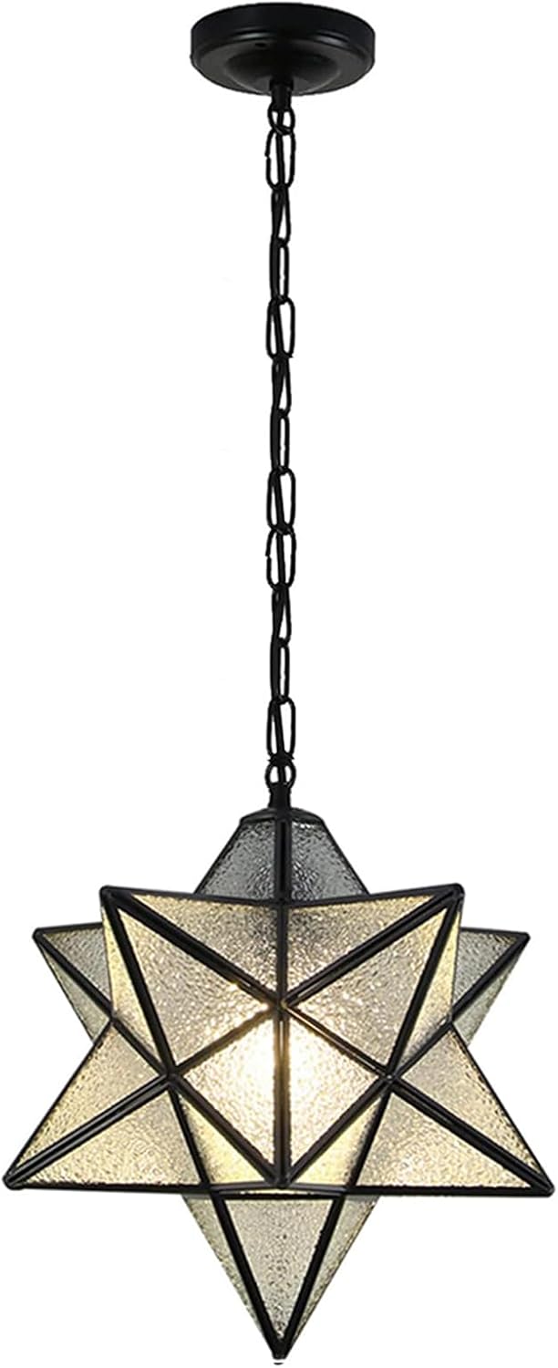 Vintage Star Pendant Metal Clear Glass Shade