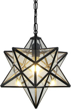 Vintage Star Pendant Metal Clear Glass Shade