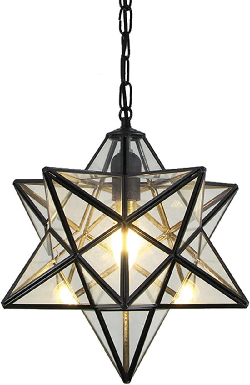 Vintage Star Pendant Metal Clear Glass Shade