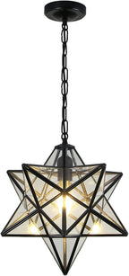 Vintage Star Pendant Metal Clear Glass Shade