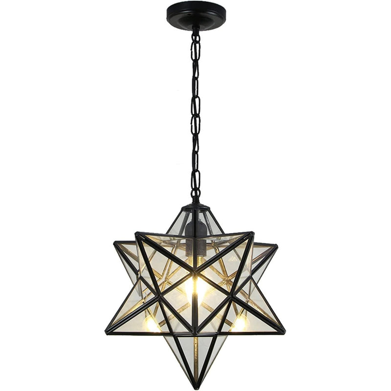 Vintage Star Pendant Metal Clear Glass Shade