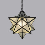 Vintage Star Pendant Metal Clear Glass Shade