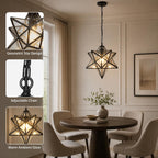Vintage Star Pendant Metal Clear Glass Shade