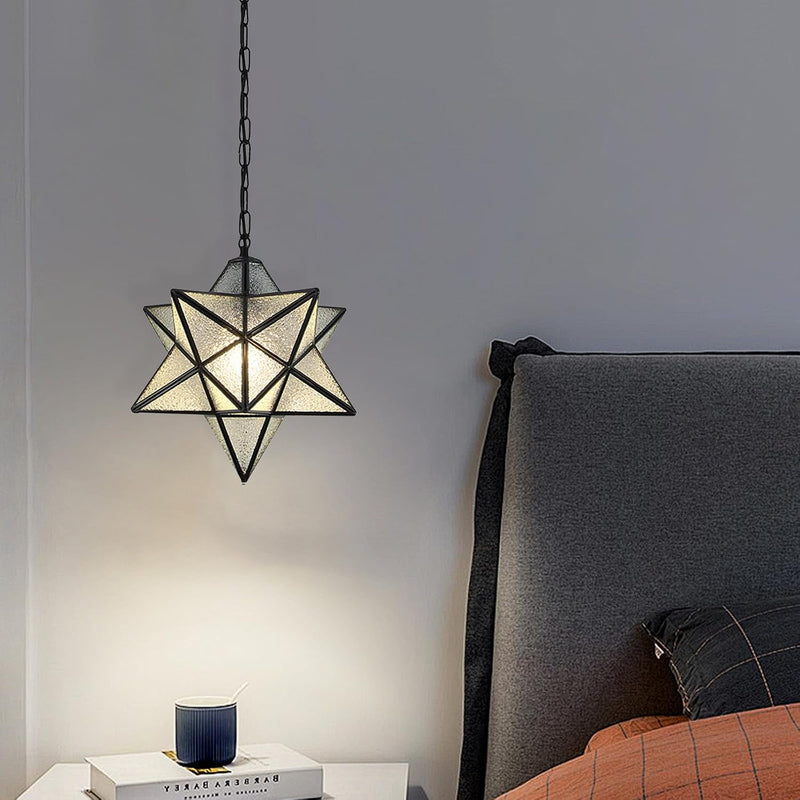 Vintage Star Pendant Metal Clear Glass Shade