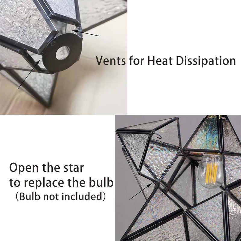 Vintage Star Pendant Metal Clear Glass Shade