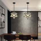 Vintage Star Pendant Metal Clear Glass Shade