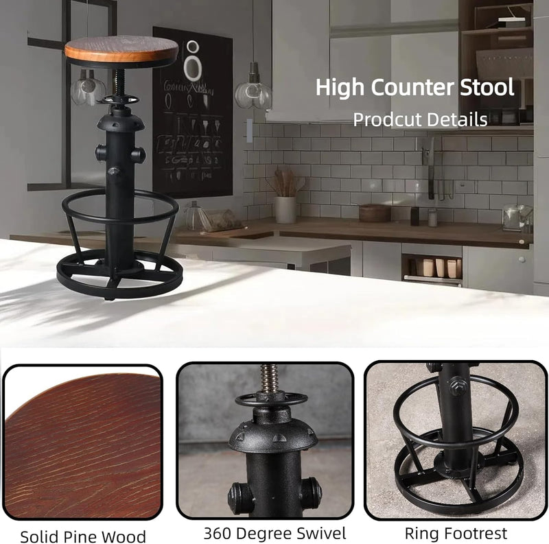 Vintage Swivel Bar Stools-Industrial Counter Height