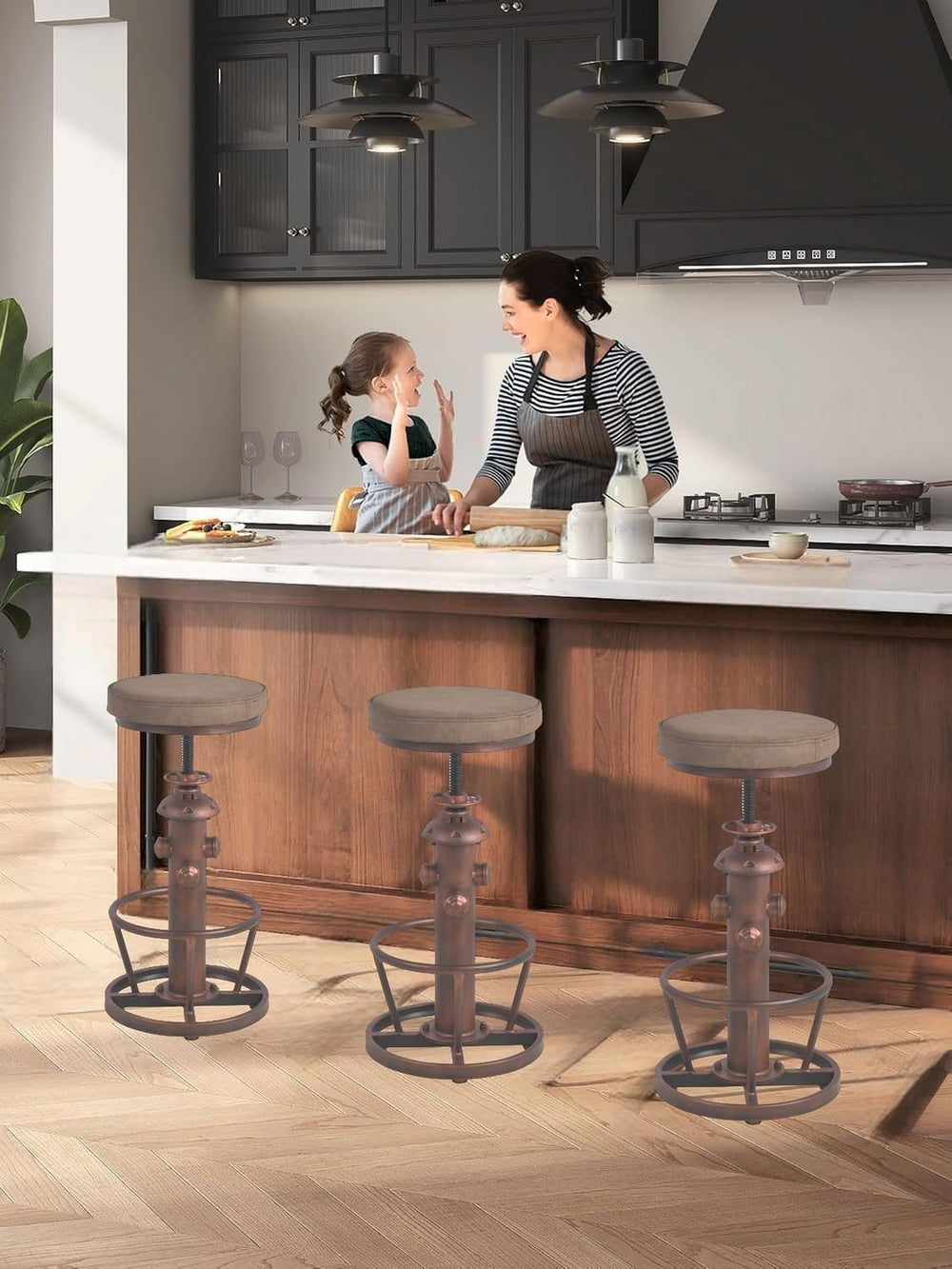 Vintage Swivel Bar Stools-Industrial Counter Height
