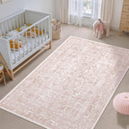 Vintage Taupe Rugs Living Room Washable Non Slip