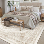 Vintage Taupe Rugs Living Room Washable Non Slip