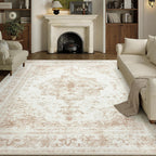 Vintage Taupe Rugs Living Room Washable Non Slip
