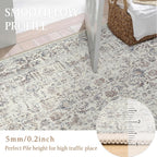 Vintage Taupe Rugs Living Room Washable Non Slip