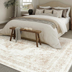 Vintage Taupe Rugs Living Room Washable Non Slip