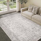Vintage Taupe Rugs Living Room Washable Non Slip