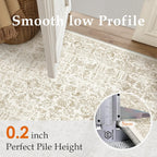Vintage Taupe Rugs Living Room Washable Non Slip