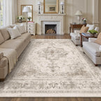 Vintage Taupe Rugs Living Room Washable Non Slip