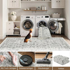Vintage Taupe Rugs Living Room Washable Non Slip