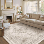 Vintage Taupe Rugs Living Room Washable Non Slip