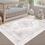 Vintage Taupe Rugs Living Room Washable Non Slip