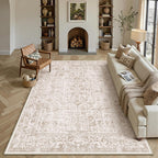Vintage Taupe Rugs Living Room Washable Non Slip