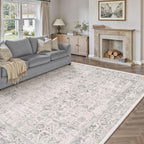 Vintage Taupe Rugs Living Room Washable Non Slip