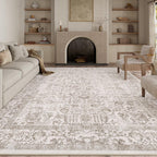 Vintage Taupe Rugs Living Room Washable Non Slip