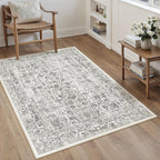 Vintage Taupe Rugs Living Room Washable Non Slip