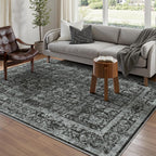 Vintage Taupe Rugs Living Room Washable Non Slip