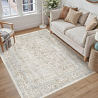 Vintage Taupe Rugs Living Room Washable Non Slip
