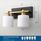 Vintage Wall Sconce Glass Shade Lamp with 12 (2 Pack)