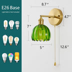 Vintage Wall Sconce Glass Shade Lamp with 12 (2 Pack)