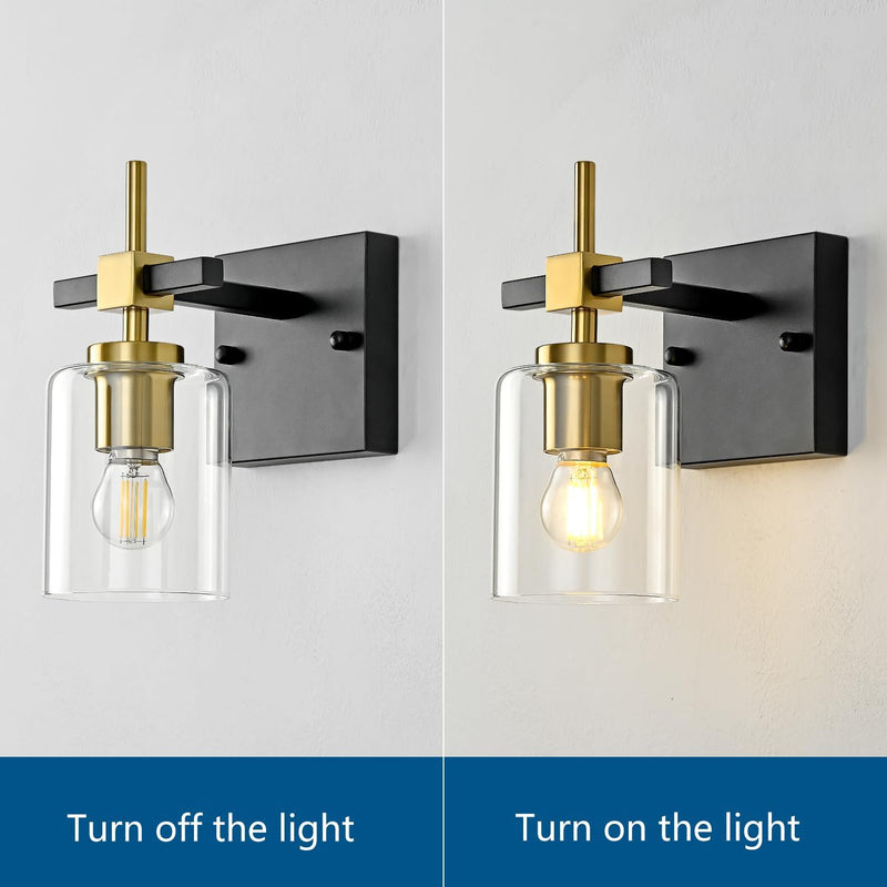 Vintage Wall Sconce Glass Shade Lamp with 12 (2 Pack)